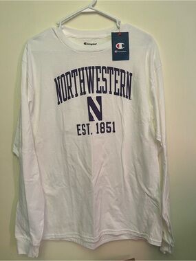Champion Northwestern Long-Sleeve Crewneck Shirt - White/Purple
